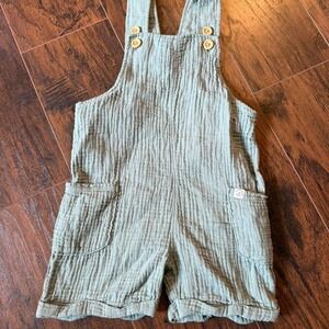 Organic little planet by CARTERS Olive green linen overalls UNISEX